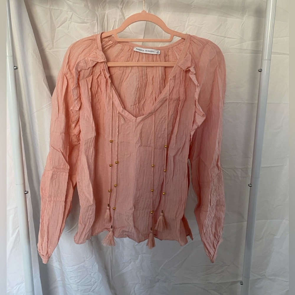 Rebecca Minkoff Never Worn Pink Boho Ruffle Women's Top